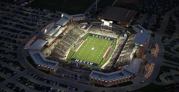 Eagle Stadium seats 18,000 people and cost $60 million to build.