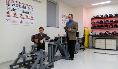 Virginia Tech tests hockey helmets. Image via Virginia Tech.