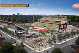 A rendering of the completed Tim Hortons Field