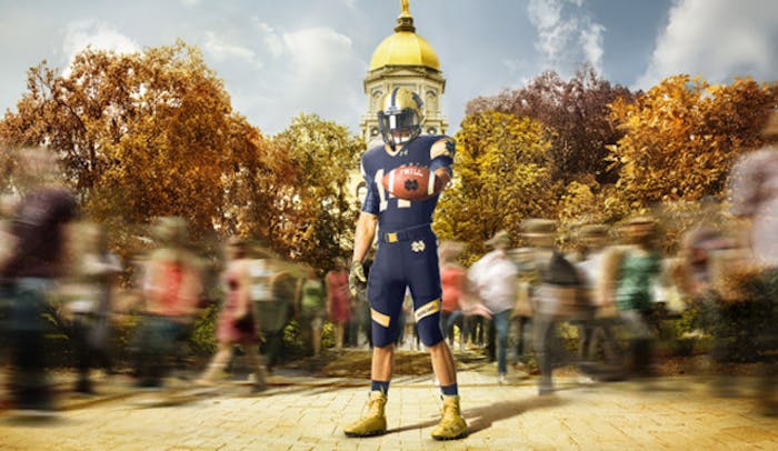 Notre Dame will wear these alternate uniforms in its game against Purdue. (All images courtesy of Under Armour.)