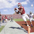 Sterling Shepard of OU tries to make a catch in the back of the end zone.
