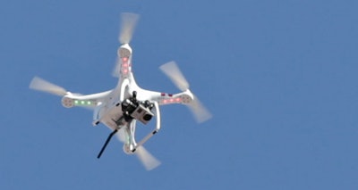 A drone photographed flying over Wisconsin's Camp Randall Stadium on Saturday during Wisconsin's win over Illinois. Photo by Michael P. King, Wisconsin State Journal.