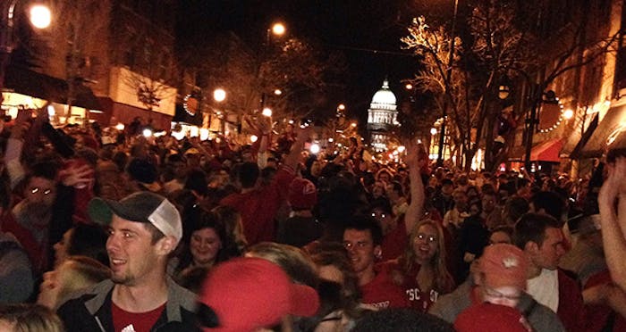 Thousands flooded Madison's State Street, yet no arrests had to be made. (Photo by Michael Gaio)