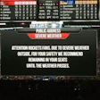 The Houston Rockets issue a public address asking fans to stay at the Toyota Center due to flooding