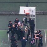 Shirtless Man Basketball Hoop Resize
