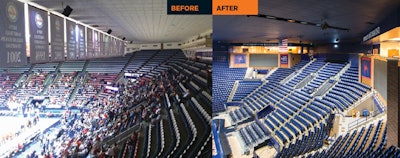 CORNERED MARKET Renovation of the Robins Center at Richmond involved removing rows of distant seats offering poor sightlines in favor of higher-priced, amenity-laden options. (Photo by Jamie Betts)