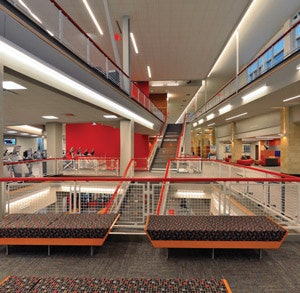 A view from inside Radford University’s Student Recreation and Wellness Center, Radford, Va. [Photos by James Adcock Photography]