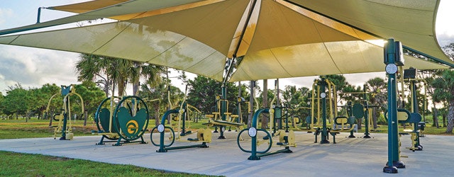 Outdoor covered workout area hotsell