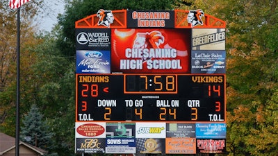 Chesaning High School turned its video board into a revenue generator. (Image Courtesy Daktronics)