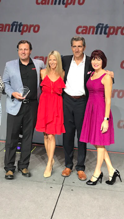 Mark and Krista and David Patchell-Evans, the President of canfitpro and Founder/CEO of of GoodLife Fitness