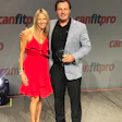 Krista Popowych, Keiser Global Director of Education, and Mark Kocaba, Canadian Sales Manager, with the canfitpro award