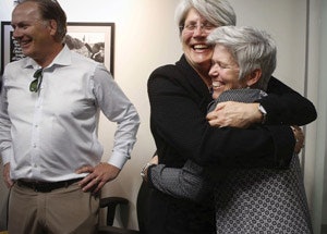 [Photo of Jane Meyer and Tracey Griesbaum by The Des Moines Register]