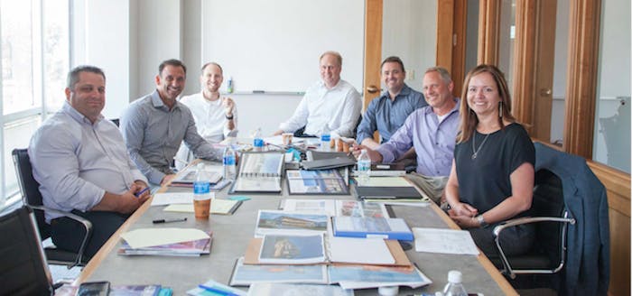 Pictured (from left to right): Keith Russeau - The Collaborative, David Sorg - OPN Architects, Kalman Nagy - Dewberry, Stephen Sefton - Perkins+Will, Clint Menefee - SmithGroupJJR, Troy Sherrard - Moody Nolan, Lynn Reda - Hughes Group Architects