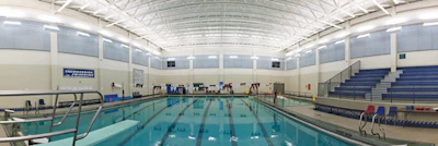 Lighting in Chautaqua Lake School's natatorium was significantly improved when it upgraded to LED. [Photo courtesy of SPI Lighting]