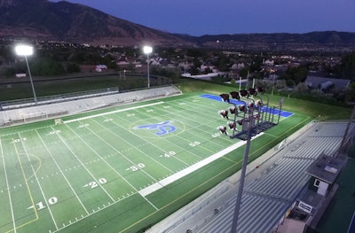 Juan Diego Catholic High School in Draper, UT, lit by Eaton's Ephesus Sports Lighting