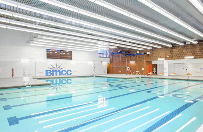 General contractor Stalco Construction has completed a $7.2 million renovation of the Borough of Manhattan Community College’s (BMCC’s) aquatics center, including the 220,000-gallon pool, in New York City. [Photo by Ola Wilk/Wilk Marketing Communications]
