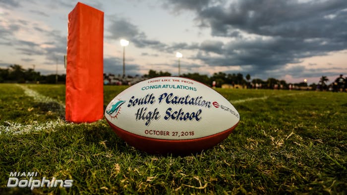 Miami Dolphins, Eaton Award Free Ephesus LED Sports Lighting System to South Plantation High School