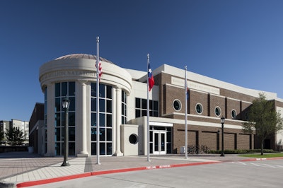 The exterior of the Robson and Lindley Aquatics Center follows the Georgian aesthetic of the SMU campus. (Photo courtesy of Brinkley Sargent Wiginton)