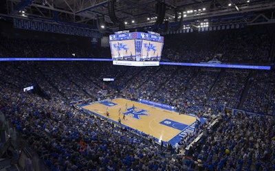Rupp Arena at the University of Kentucky, lit by LED sports lighting.