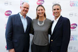 Photo (l-r) Steve Simon, WTA CEO; Ashley Kerber, WTA VP Member Relation;, Dan Santorum, PTR CEO