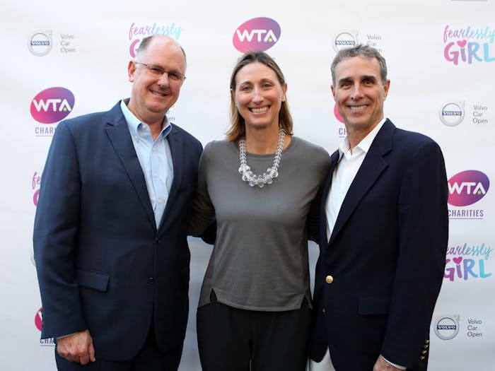 Photo (l-r) Steve Simon, WTA CEO; Ashley Kerber, WTA VP Member Relation;, Dan Santorum, PTR CEO