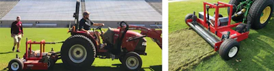 [Left photo courtesy of Texas A&M University; Right photo courtesy of Power Turf Renovation]