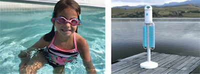 The WAVE portable alert tower can be placed anywhere it can be easily seen. [Photos courtesy of WAVE Drowning Detection Systems]