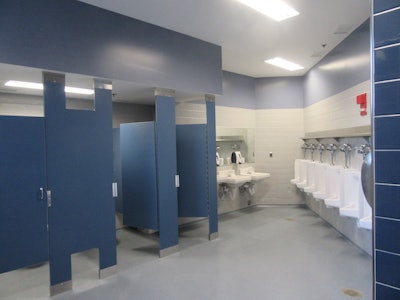 [Oncenter Men's Bathroom at War Memorial Arena, Photo courtesy Scranton Products]