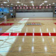 View of shiny new gym floor at Northwestern