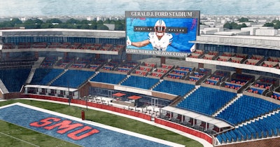 Rendering of the new 192,500-square-foot Garry Weber End Zone Complex at Gerald J. Ford Stadium.