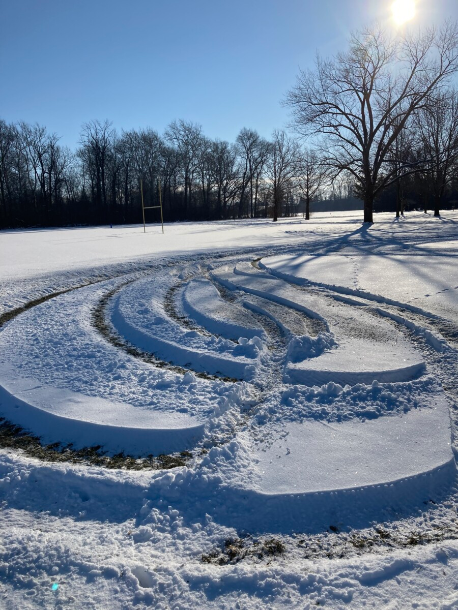 Damage from vehicles spinning 'donuts' on park property.