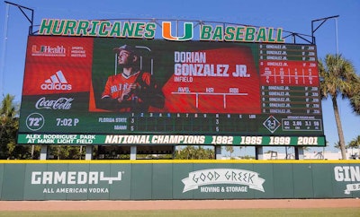 Visual Home Run Added to Baseball Events at the University of Miami from  Daktronics