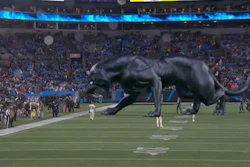 Still from a video of the augmented reality Panthers that pounced on Bank of America Stadium on Thursday.
