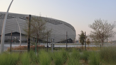 View of Education City Stadium in Al Rayyan, Qatar, that was built as a venue in time for the 2022 FIFA World Cup.