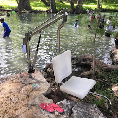 A Spectrum Aquatics lift installed at Blue Hole Park in Wimberley, Texas.