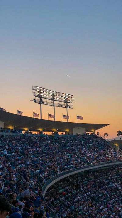 Download Sunset At Dodgers Stadium Wallpaper