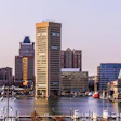 A panoramic view of the Baltimore Inner Harbor.