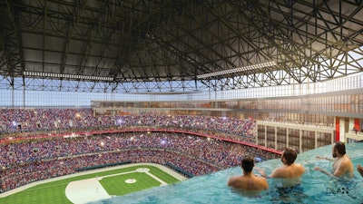 Cheongna Baseball Stadium View From Infinity Pool Dla+ Archtecture And Interior Design Rendering