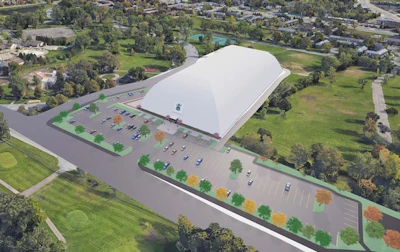Exterior rendering of the Chandler Park Fieldhouse.