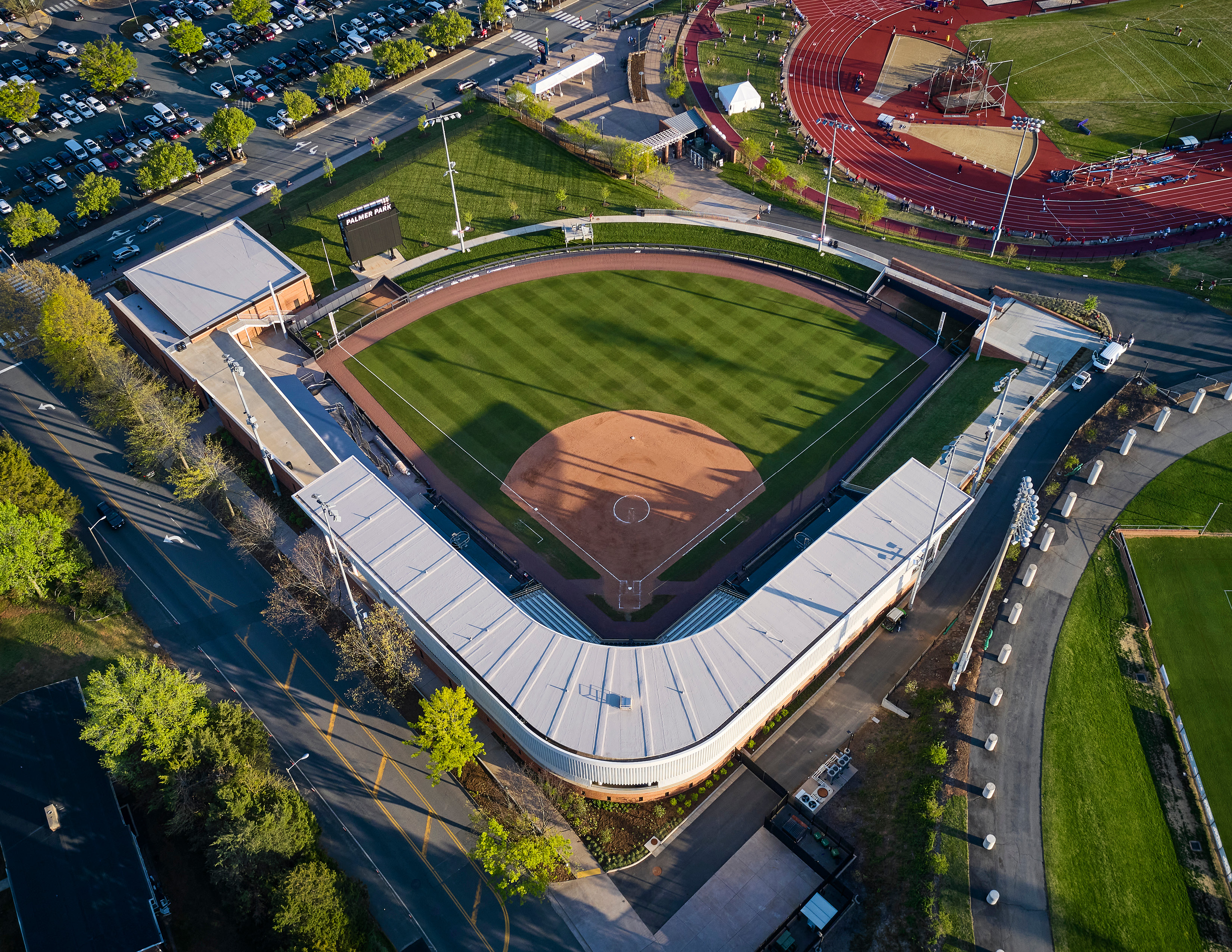 Uva Softball Stadium At Palmer Park Low Angle Aerial From North