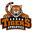 Akron Tigers Athletics fierce tiger mascot logo in orange and black