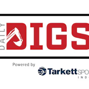 Daily Digs logo with excavator icon, powered by Tarkett Sports Indoor