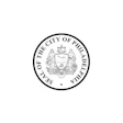 Philadelphia city seal with symbolic figures and heraldic shield