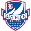 Bay High School shield logo with blue and red colors and nautical design