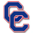 CC collegiate sports team logo in blue and red