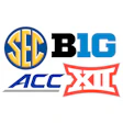 NCAA conference logos: SEC, Big Ten, ACC, and Big 12 athletic conference emblems
