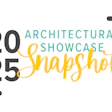 2025 Architectural Showcase Snapshot event logo with dynamic typography and hand gestures