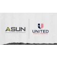 ASUN and United Athletic Conference logos side by side on textured background
