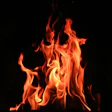 Vibrant orange and red flames dancing against a dark background