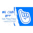 NIL Club app promotional graphic with blue hand icon and earn money message